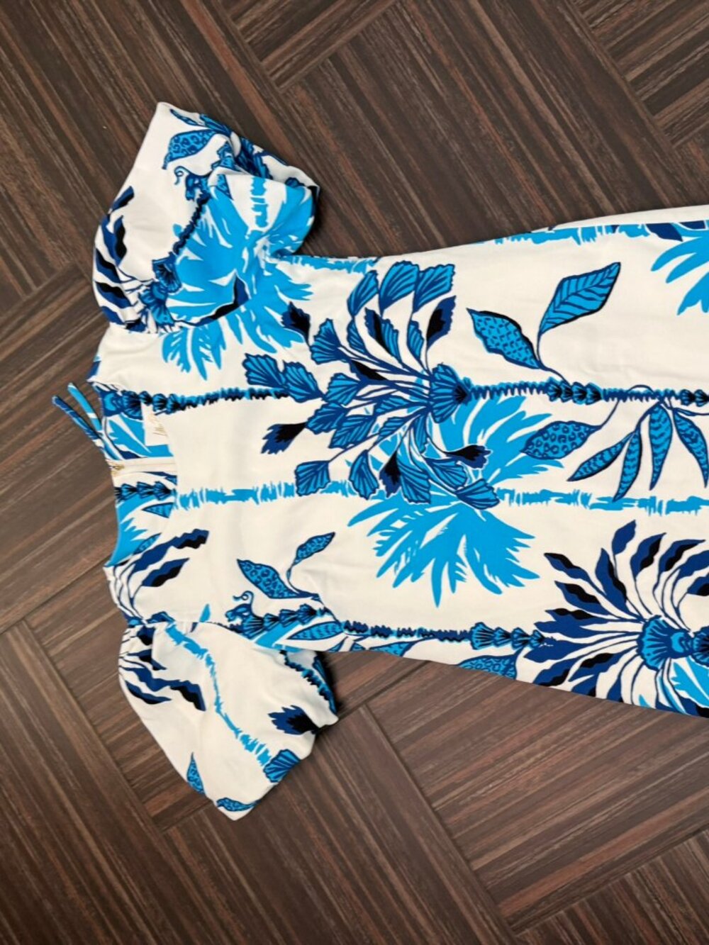 Lilly Pulitzer Blue & White Tropical Dress – Size 6